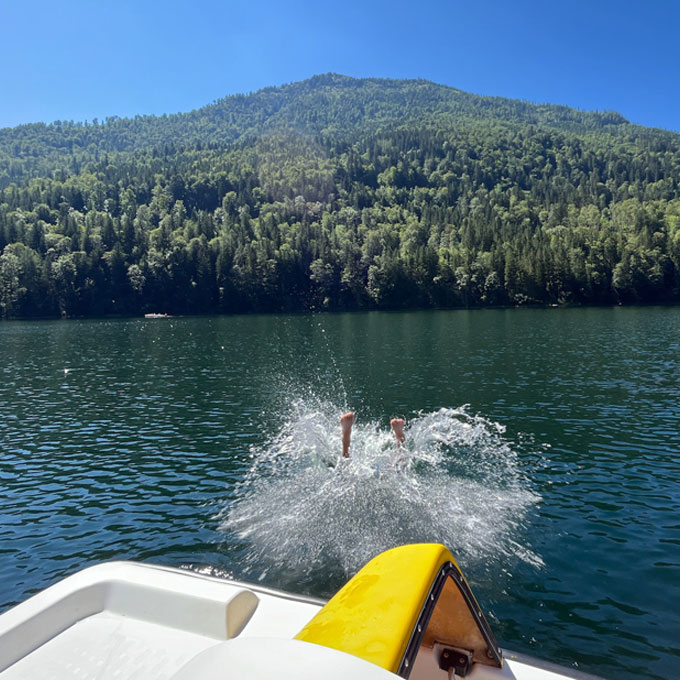 Sprung in den Erlaufsee