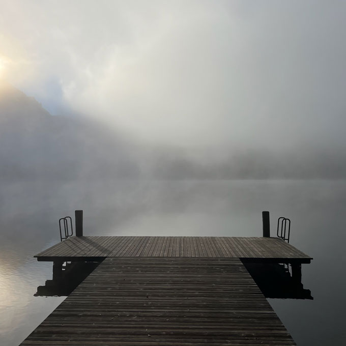 Steg See Nebel Natur