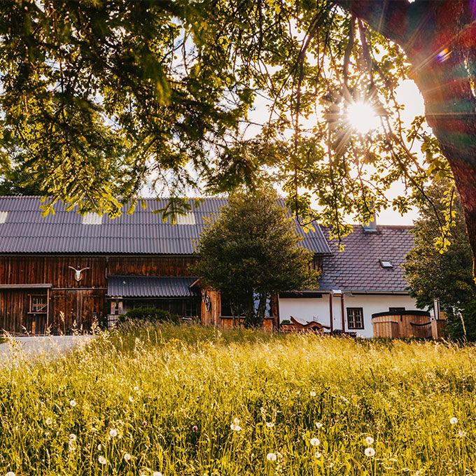 Ferienhaus Nestelberg 17 seitliche Ansicht mit Sauna